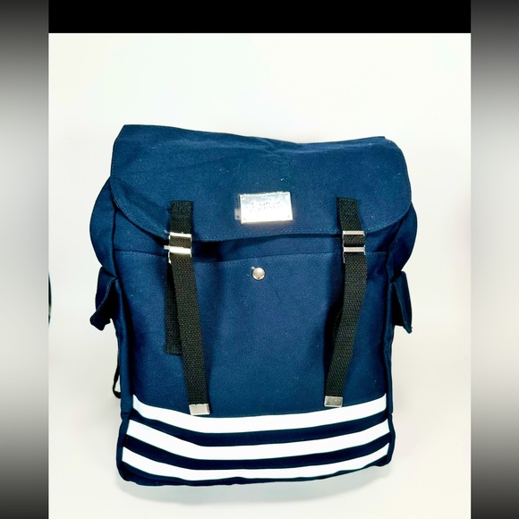 NWOT Jean Paul Gaultier Stylish Canvas Navy Blue Backpack Unisex - Picture 2 of 9